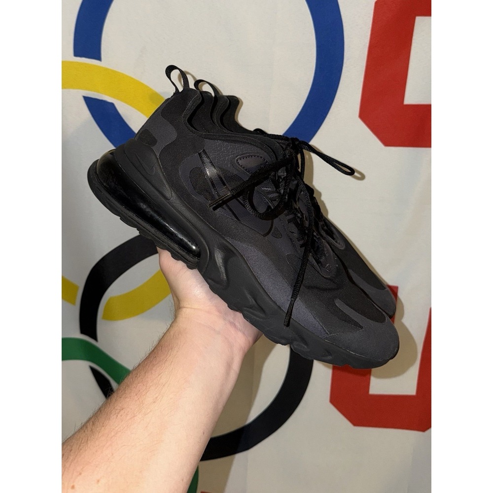 Nike Air Max 270 React Sneakers Mens 10 Triple Black Athletic Shoes